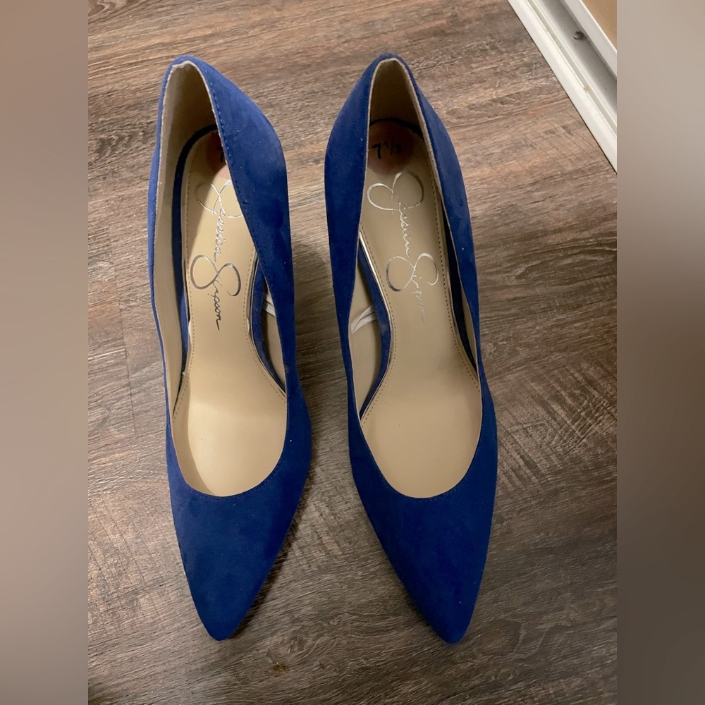 Jessica Simpson Royal Blue Suede Pointed Toe Pumps